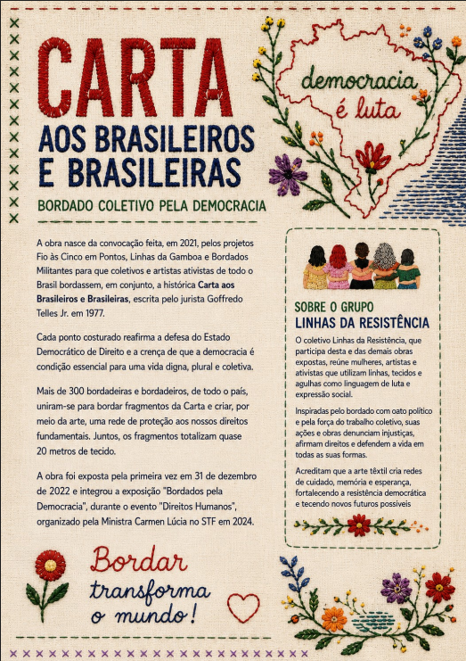 Informativo Exposição Bordado Coletivo pela Democracia