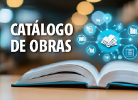 Banner ilustrado com acesso ao Catálogo de Obras, onde estão reunidas as publicações da instituição.